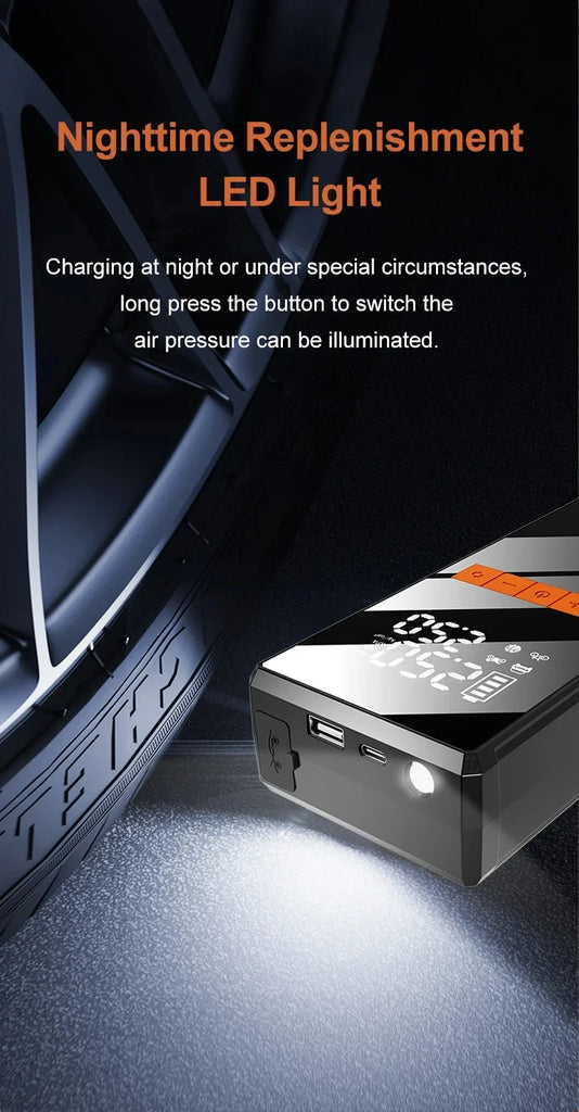 2 in 1 Car Jump Starter with Air Compressor Car Battery Emergency Boosters 1200A 12V Power Bank Portable Starting Device