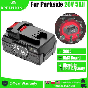 Dreamdash 20V 5Ah Performance Replacement Li-Ion Battery For Parkside 20V Team Cordless Tools for PAP 20 B3 PAP 20 A3PAPS 208 A1