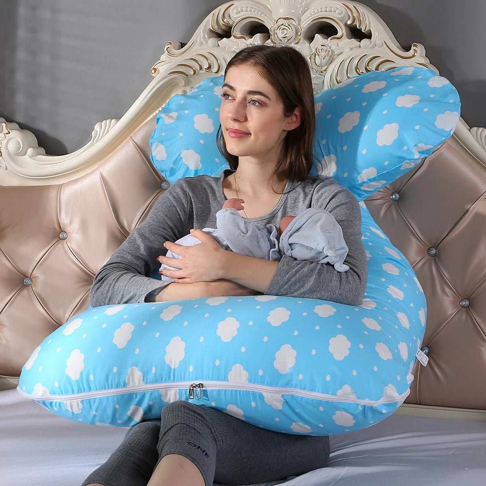 Maternity Pillowcase Pure Cotton Printing Cushion Cover U-Typ for Pregnant Women  (Pillow Core Not Included)