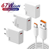 67W USB Charger Fast Charging Mobile Phone Adapter USB Quick Charger QC3.0 Adapter For iPhon Samsun Xiaomi 15 Redmi Oneplus