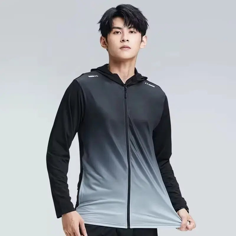 Quick Dry Men's Cycling Jacket Sports Running Outdoor Fitness Hooded Waterproof Motorcyclist Coat Gym Outdoor Skin Windbreaker