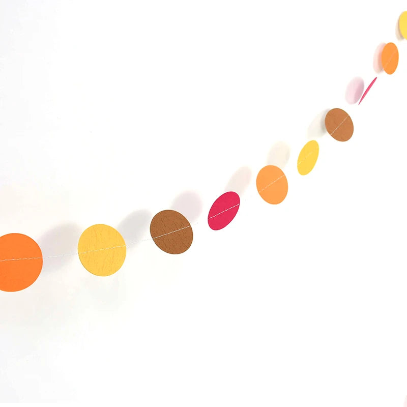 Autumn Leaves Maple Garlands Round Paper Thanksgiving Banner String Home Birthday Party Holiday DIY Wall Fireplace Hanging Decor