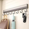 Kitchen Hook Wall Mounted Kitchen Storage Rack Storage Row Hook Holder No Punch Shelves with Movable Hook Kitchen Utensil