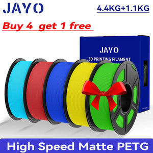 JAYO PETG 3D Filament 1.75MM High Speed PETG 3D Printer Filament 4Rolls High Flow Speedy Matte Effect 3D Printing Mateials