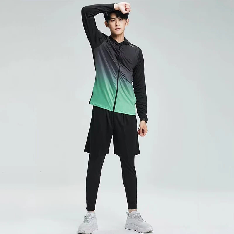 Quick Dry Men's Cycling Jacket Sports Running Outdoor Fitness Hooded Waterproof Motorcyclist Coat Gym Outdoor Skin Windbreaker