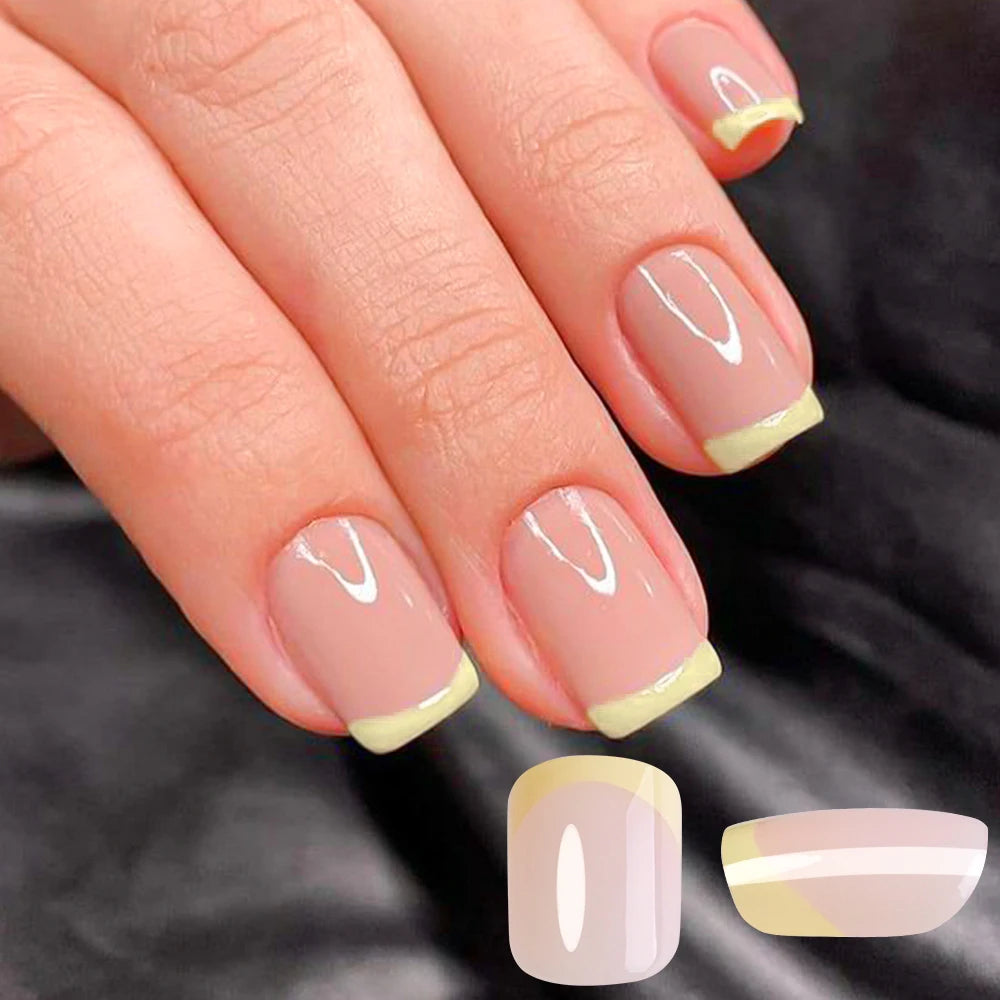 240/120Pcs Colorful French Short Square False Nails Full Cover Fake Nail Tip Extension Acrylic Wearable Ballerina Press on Nails
