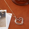 3 PCS Women's Retro Fashion Hollow Double Heart Rhinestone Decorated Alloy Pendant Necklace And Earring Jewelry Set
