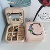 Flower&alphabet Jewelry Box Ring Boxes Travel Leather Jewellery Case Letter Print Bridesmaid Proposal Birthday Christmas Gift