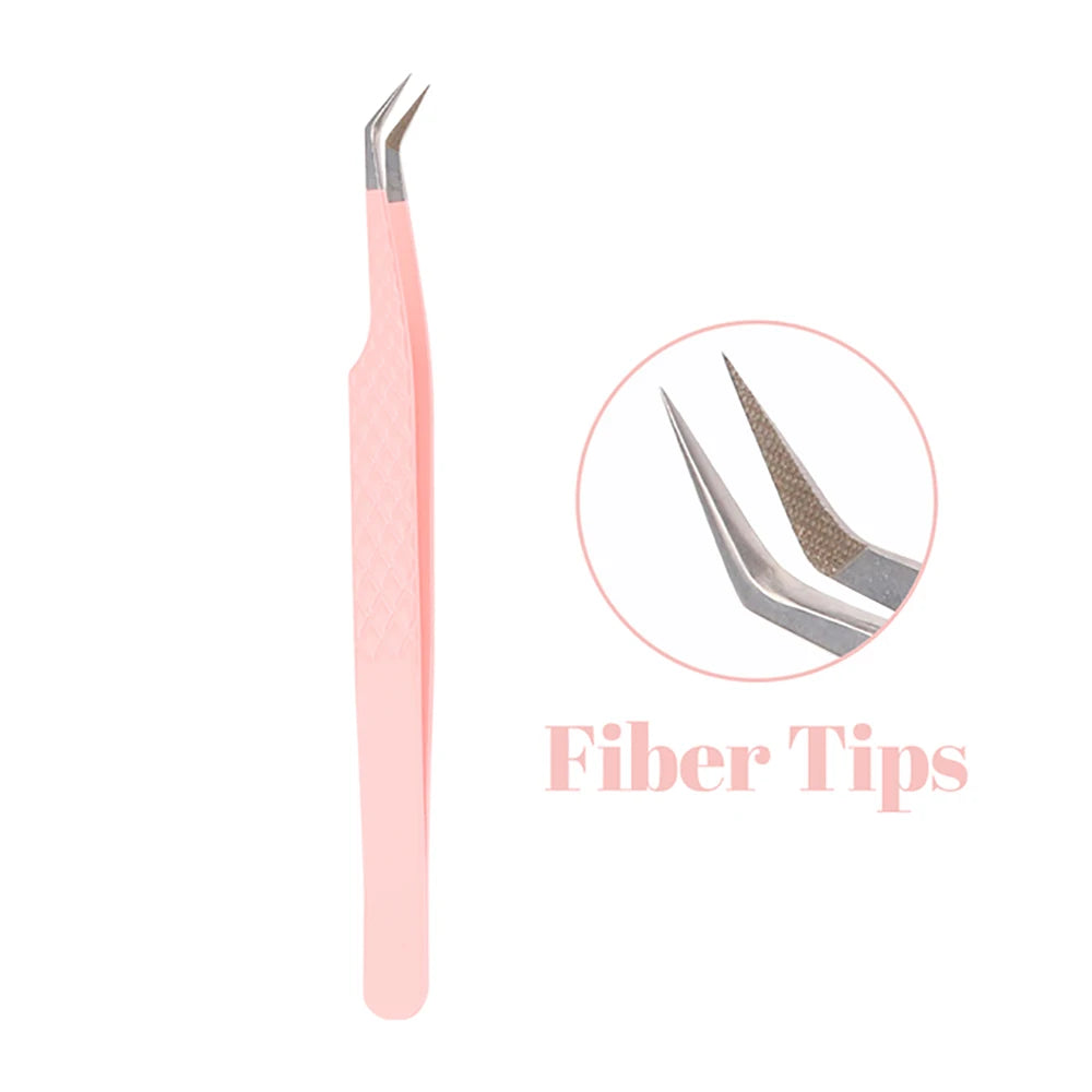 Fadvan Tweezers for Lashes Extension Fiber Tips Stainless Steel Makeup Tweezers Anti-static Free Print Your Logo