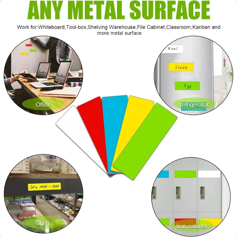 Dry Erase Magnetic Labels 1x3Pack of 60 Write On Magnets Sticker Real Waterproof Reusable for ClassroomandOfficeandCabinetandwh