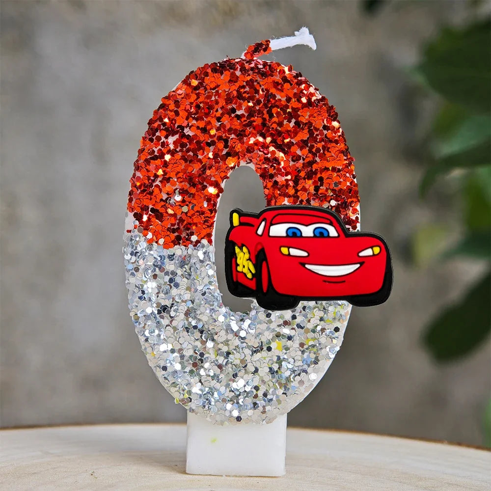 Mcqueen Candles Anime Cake Decor Theme 0-9 Number Candles Birthday Party Cake Topper Kids  Baby Shower  Gift Supplie