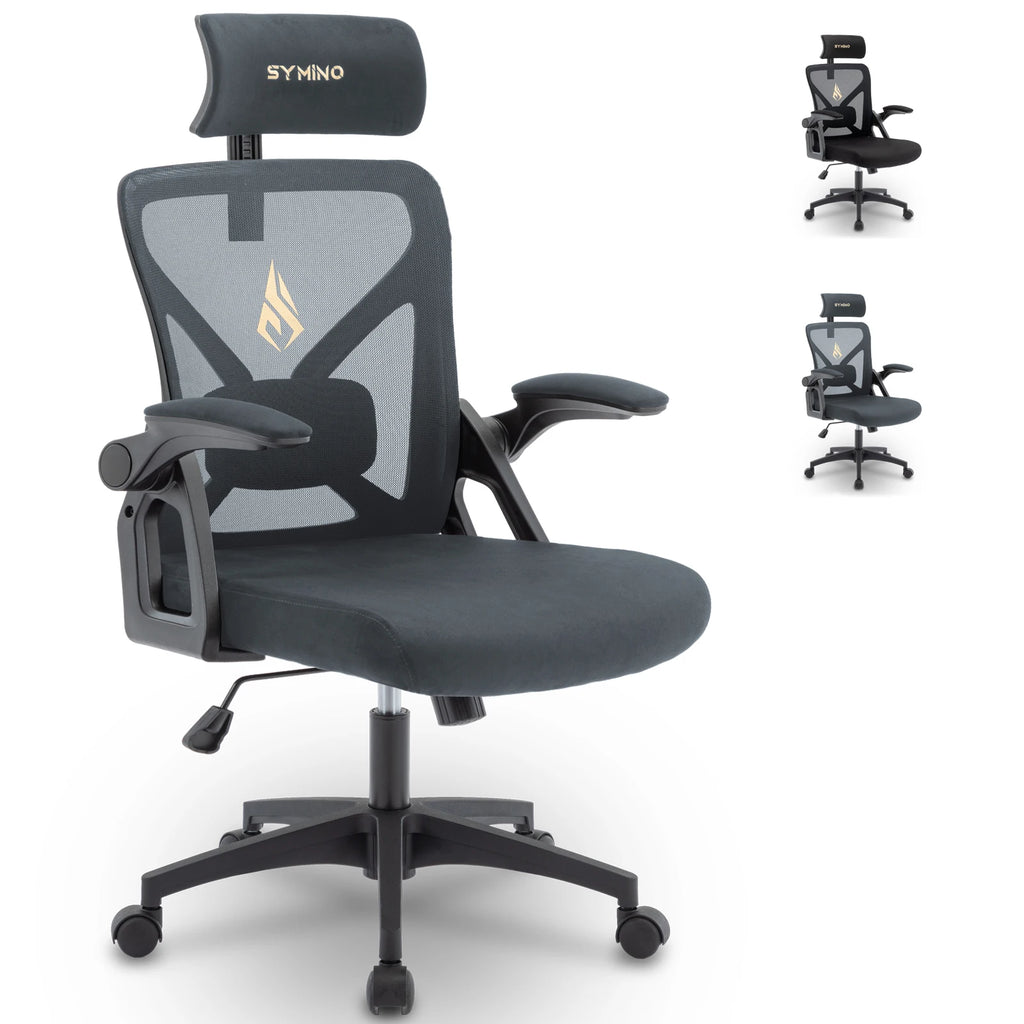 Symino Office Chair With Adjustable Headrest, Armrests, Lumbar Support, Ergonomic Office Chair, Rotating Rocker Function