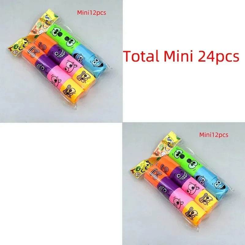 12/24pcs Rainbow Magic Springs Circle Toys Gradient Color Fingertip Coils Funny Kid Toy Halloween Party Favors Christmas Gift