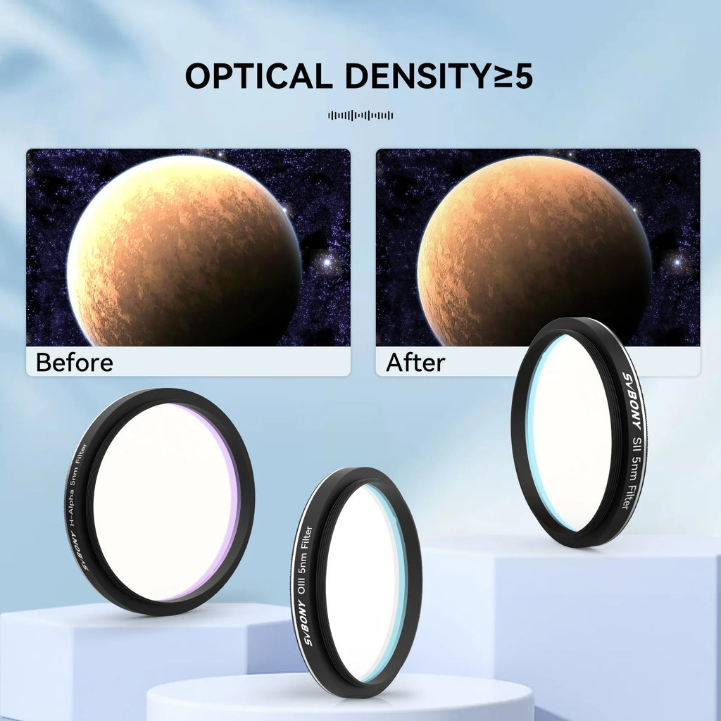 Svbony SV227 2/1.25inch Filter 5nmH-Alpha SII-CCD OIII-CCD Narrow Band for Astronomy Telescope Deep Space Planetary Photography