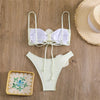 Sexy Flower Bandeau Swimwear Thong Bikini 2025 Women Lace-up Swimsuit Swimming Bathing Suit Brazilian Bikinis Sets Mujer Biquini