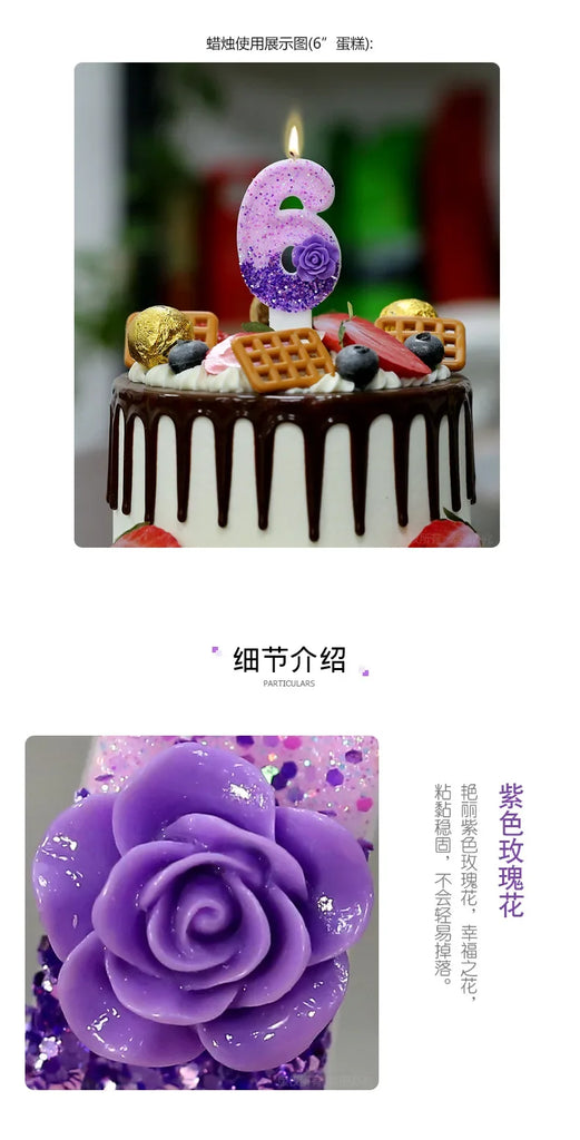 0 1 2 3 4 5 6 7 8 9 Birthday Candle 1 Years Purple Flower Birthday Candles for Cake Purple Children's Birthday Candle Decoration