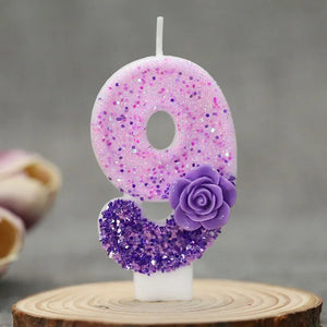 0 1 2 3 4 5 6 7 8 9 Birthday Candle 1 Years Purple Flower Birthday Candles for Cake Purple Children's Birthday Candle Decoration