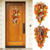 Thanksgiving Front Door Decorations Fall Wreath Door Wreath With Pumpkins/Berries/Maple Leaves Harvest Wreath For Autumn Party