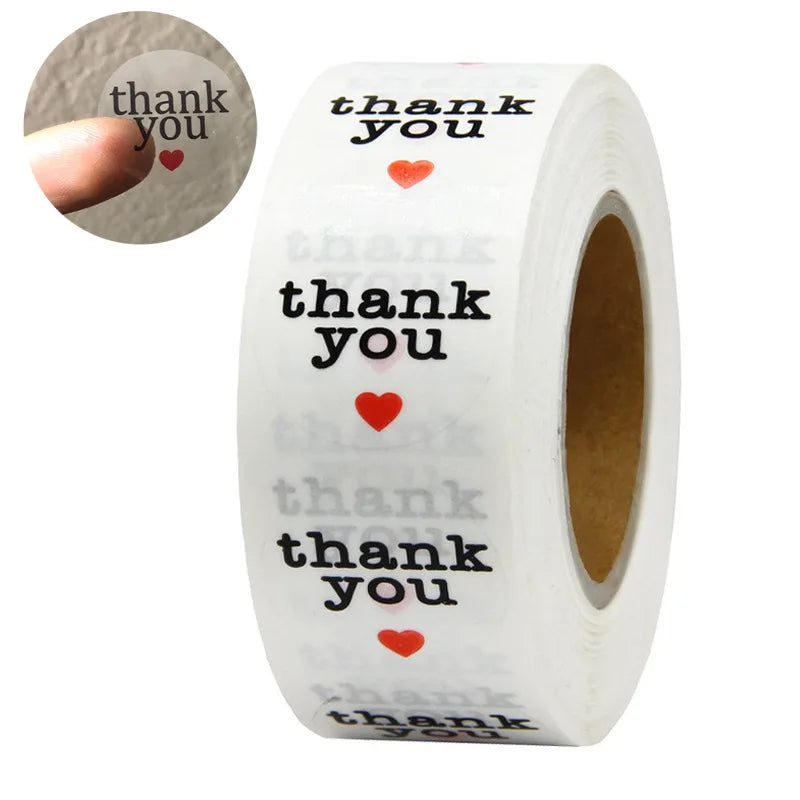50-500pcs thank you for your order sticker white labels sticker Heart Thanks for Shopping Small Shop Local Handmade sticker
