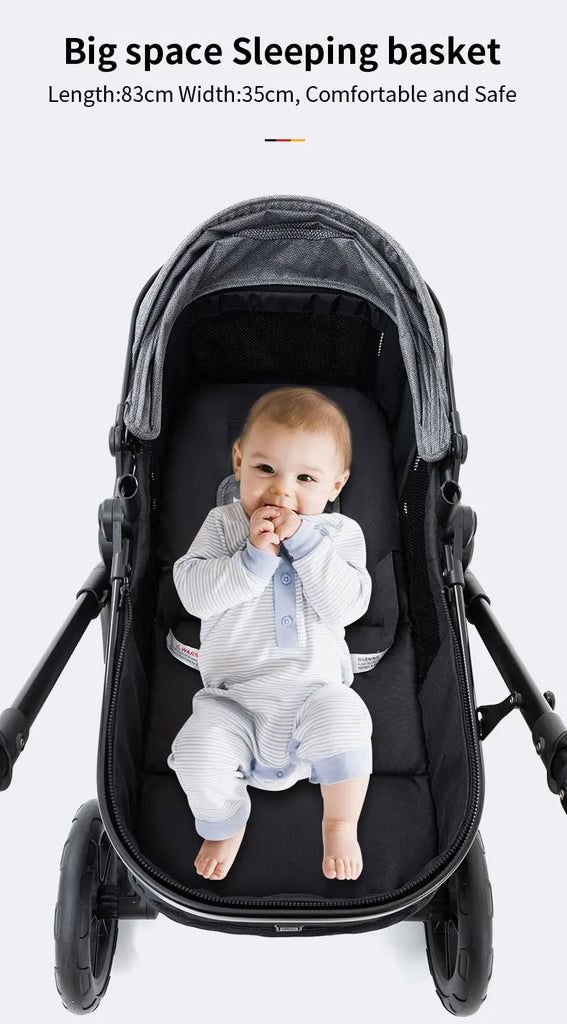 Luxury Baby Stroller 3 in1 Portable Travel Baby Carriage Fold Pram High Landscape Aluminum Frame Newborn Infant Stroller