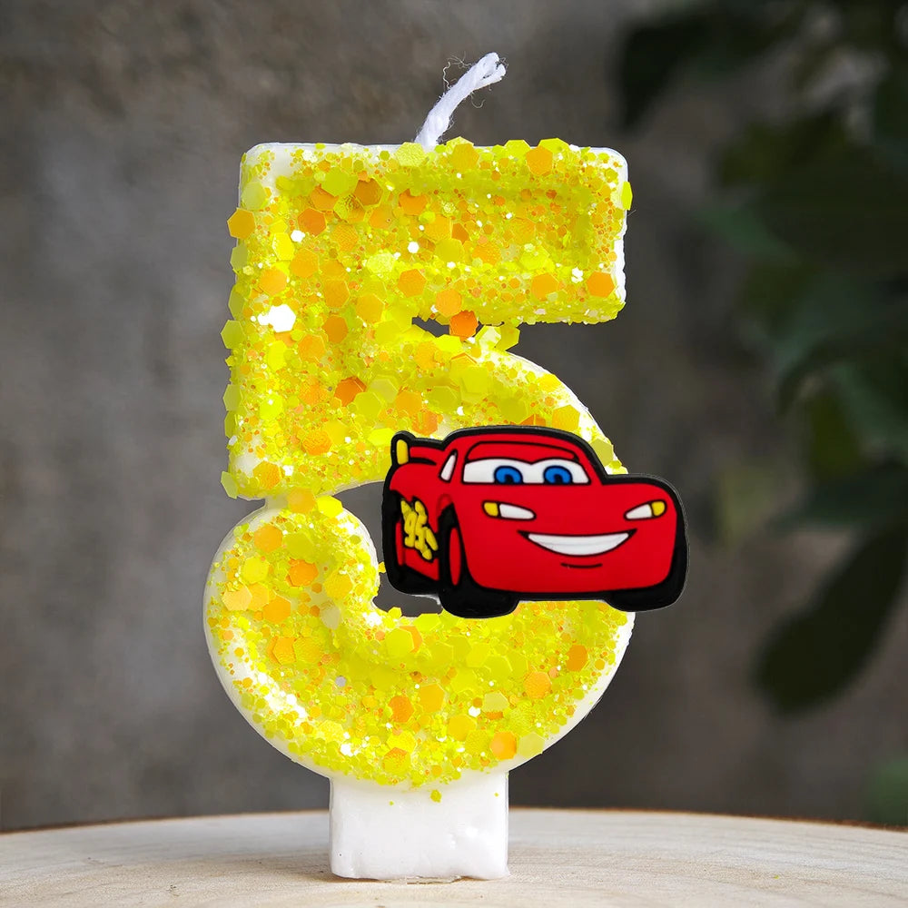 Mcqueen Candles Anime Cake Decor Theme 0-9 Number Candles Birthday Party Cake Topper Kids  Baby Shower  Gift Supplie