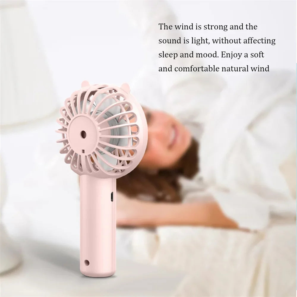 Mini Handheld Fan Portable USB Rechargeable Fans Desk with Base Small Makeup Eyelash Cooler Women Girls Outdoor Office White