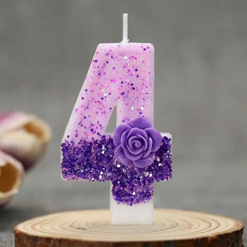 0 1 2 3 4 5 6 7 8 9 Birthday Candle 1 Years Purple Flower Birthday Candles for Cake Purple Children's Birthday Candle Decoration