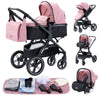 Luxurious 3 in 1 Baby Stroller Portable Travel Baby Carriage Folding Prams Aluminum Frame High Landscape Car for Newborn Baby BLACK