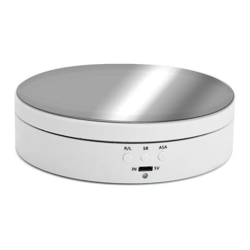 3 Speeds Electric Rotating Display Stand Mirror 360 Degree Turntable Jewelry Holder Battery/USB Power for Photography Shooting
