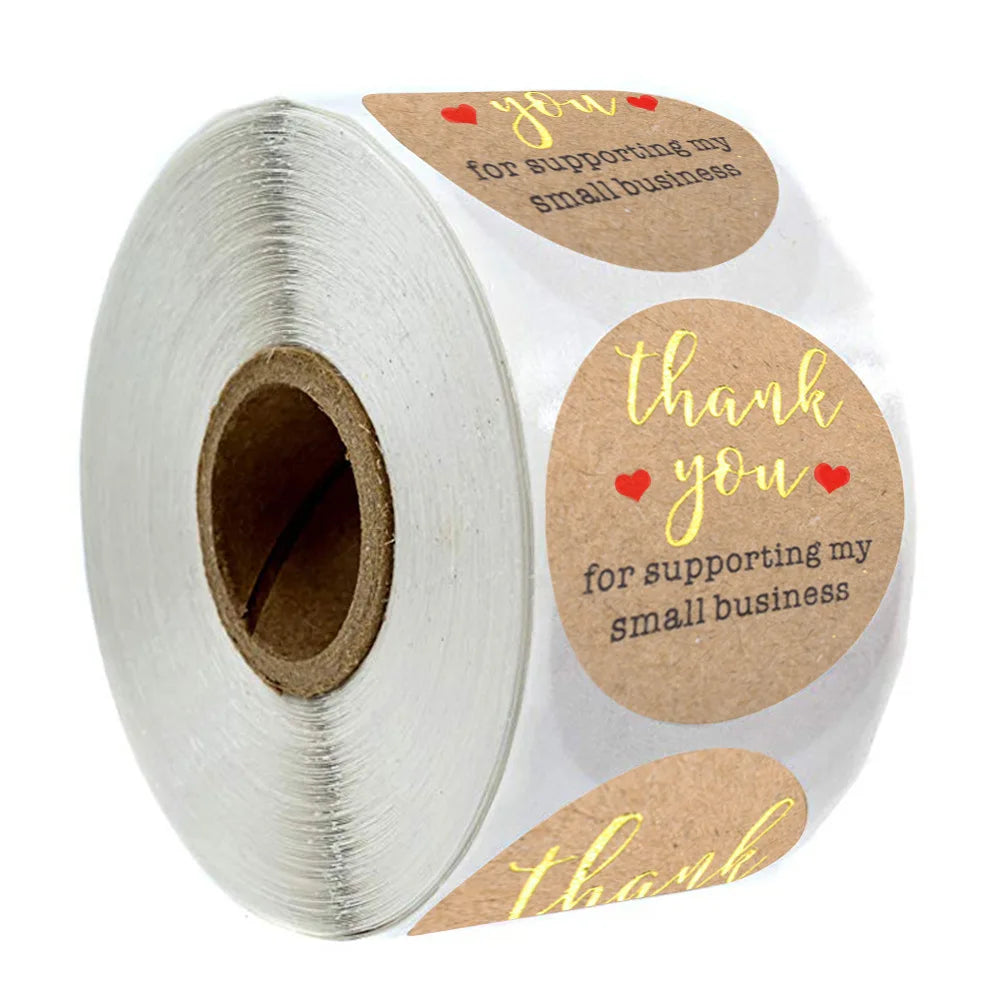 50-500pcs thank you for your order sticker white labels sticker Heart Thanks for Shopping Small Shop Local Handmade sticker