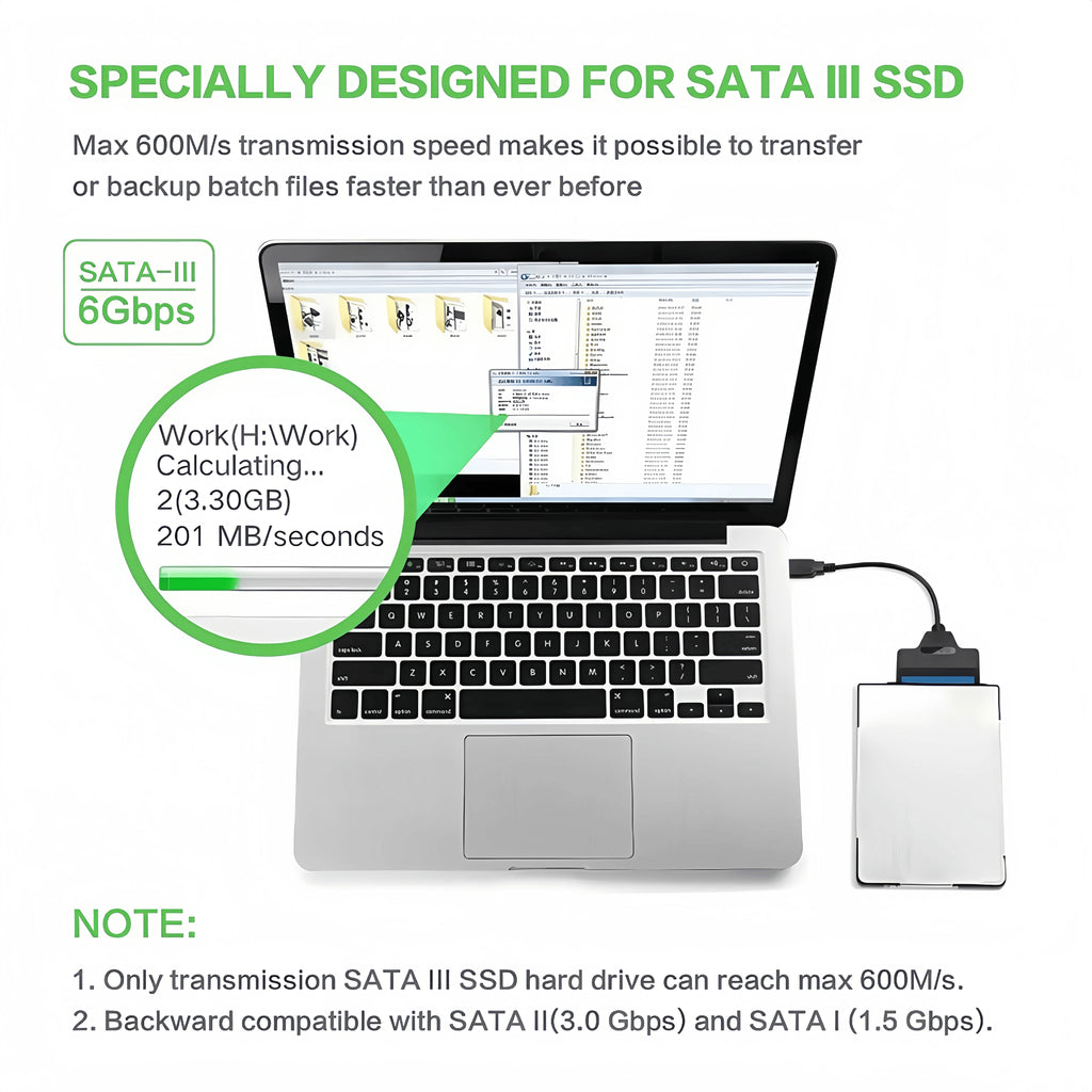 USB 3.0 to SATA Adapter Cable for 2.5" HDD/SSD – 6Gbps High-Speed Data Transfer – SATA III (22-Pin) Hard Drive Converter