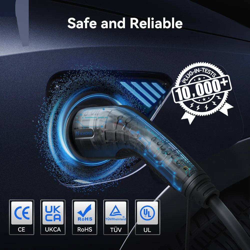 Khons 7KW EV Cable Type2 To Type2 Ev Charging 32A EV Cable Type2 Female To Male Plug EVES Charging Stations 5M Cable TPU IP65