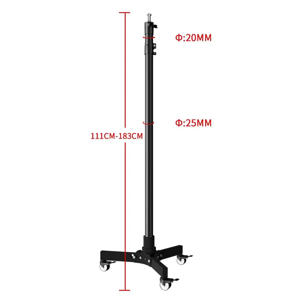 SH Metal Floor Light Stand Photography Fill Lighting Stand With 3pcs Casters Wheel Dual-use Background Light Stand