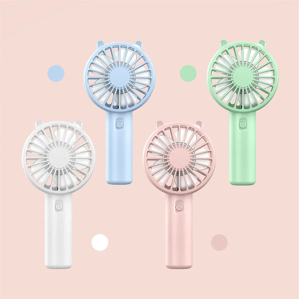 Mini Handheld Fan Portable USB Rechargeable Fans Desk with Base Small Makeup Eyelash Cooler Women Girls Outdoor Office White