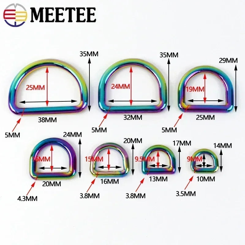 10Pcs 10-50mm Metal O D Rings Buckles for Bag Strap Belt Pet Dog Leash Backpack Webbing Ring Clasp DIY Leather Craft Accessories