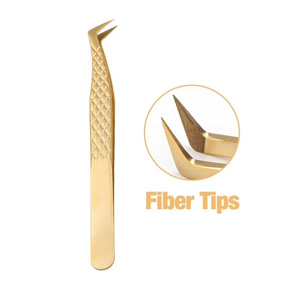 Fadvan Tweezers for Lashes Extension Fiber Tips Stainless Steel Makeup Tweezers Anti-static Free Print Your Logo