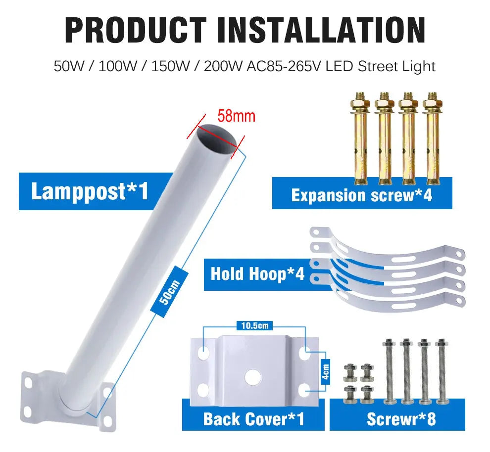 New Outdoor Street Lightf 50W 100W 150W 200W High Power Ultra Bright Waterproof Garage Courtyard Lighting Spotlight