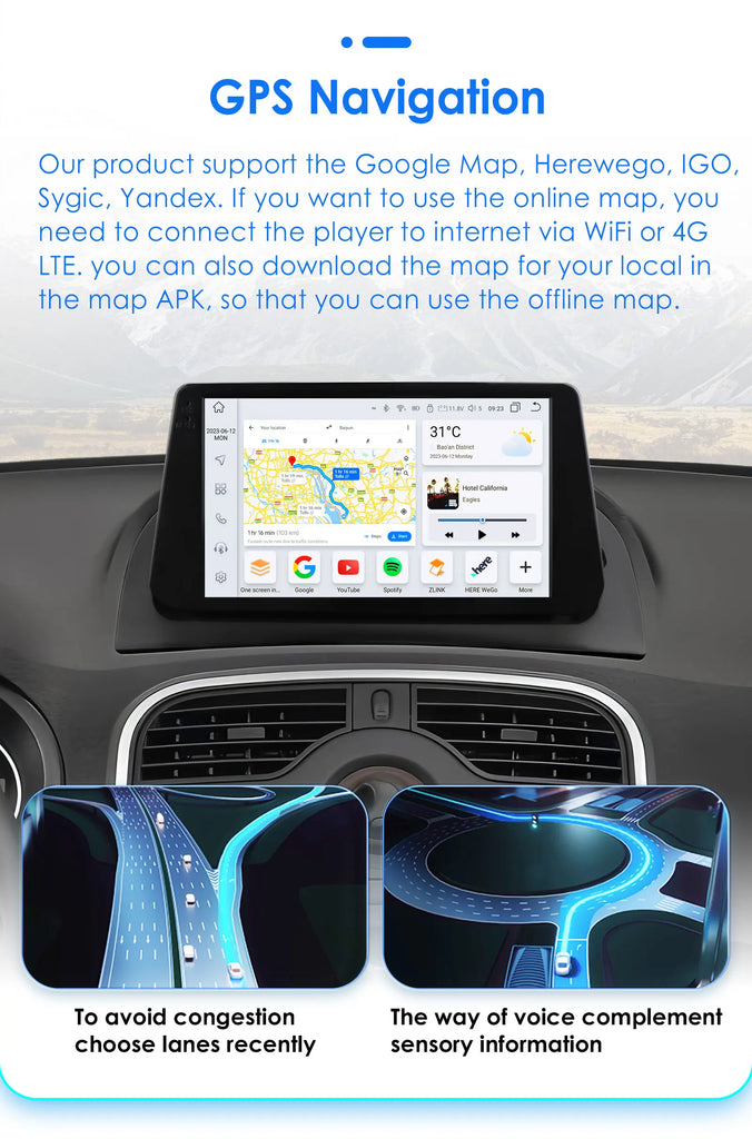 Hizpo Car Radio Android Auto For Renault kangoo 2009-2018 Multimedia Player Carplay GPS Intelligent System NO 2DIN DVD Head Unit