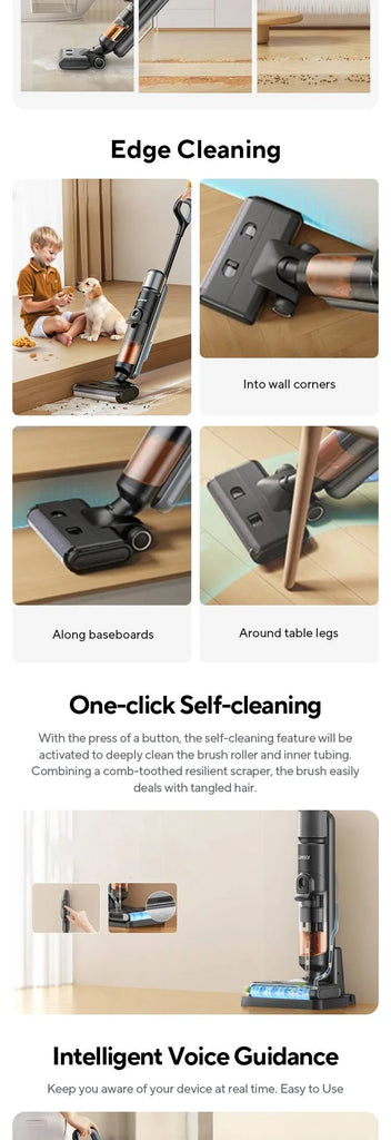 Laresar M3 Cordless Wet Dry Vacuum Cleaner Mop, Edge Cleaning 55min Auto Suction Floor Washer Self-Cleaning Smart Home Appliance