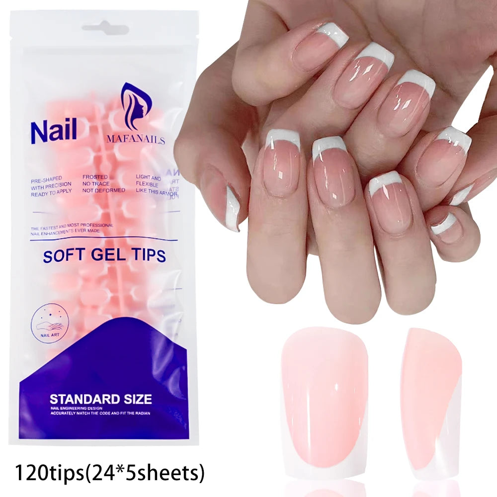 240/120Pcs Colorful French Short Square False Nails Full Cover Fake Nail Tip Extension Acrylic Wearable Ballerina Press on Nails