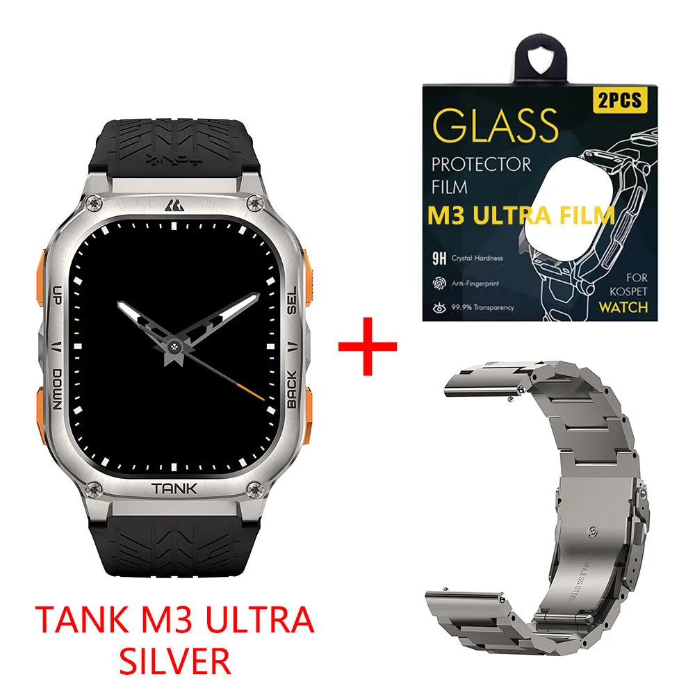 2025 KOSPET TANK M3 Ultra GPS Smartwatches Men Women Waterproof Smart watch 480mAh Digital Fitness AOD Male Electronic Watches