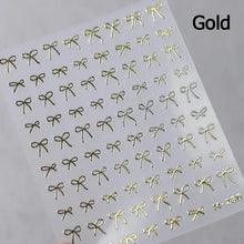 Load image into Gallery viewer, Lovely Gold Silver Black White Line Bowknot 3D Self Adhesive Nail Art Decorations Stickers Ribbon Cute Manicure Decals Wholesale
