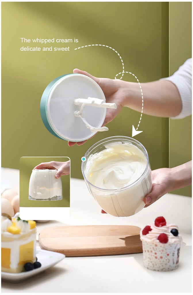 Household Automatic Whisk Electric Milk Frother Whipped Cream Mixer USB Rechargeable Food Blender Whisk Wireless Stand Mixer