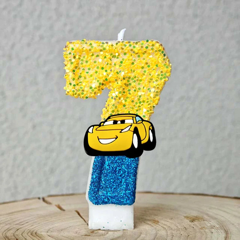 Mcqueen Candles Anime Cake Decor Theme 0-9 Number Candles Birthday Party Cake Topper Kids  Baby Shower  Gift Supplie