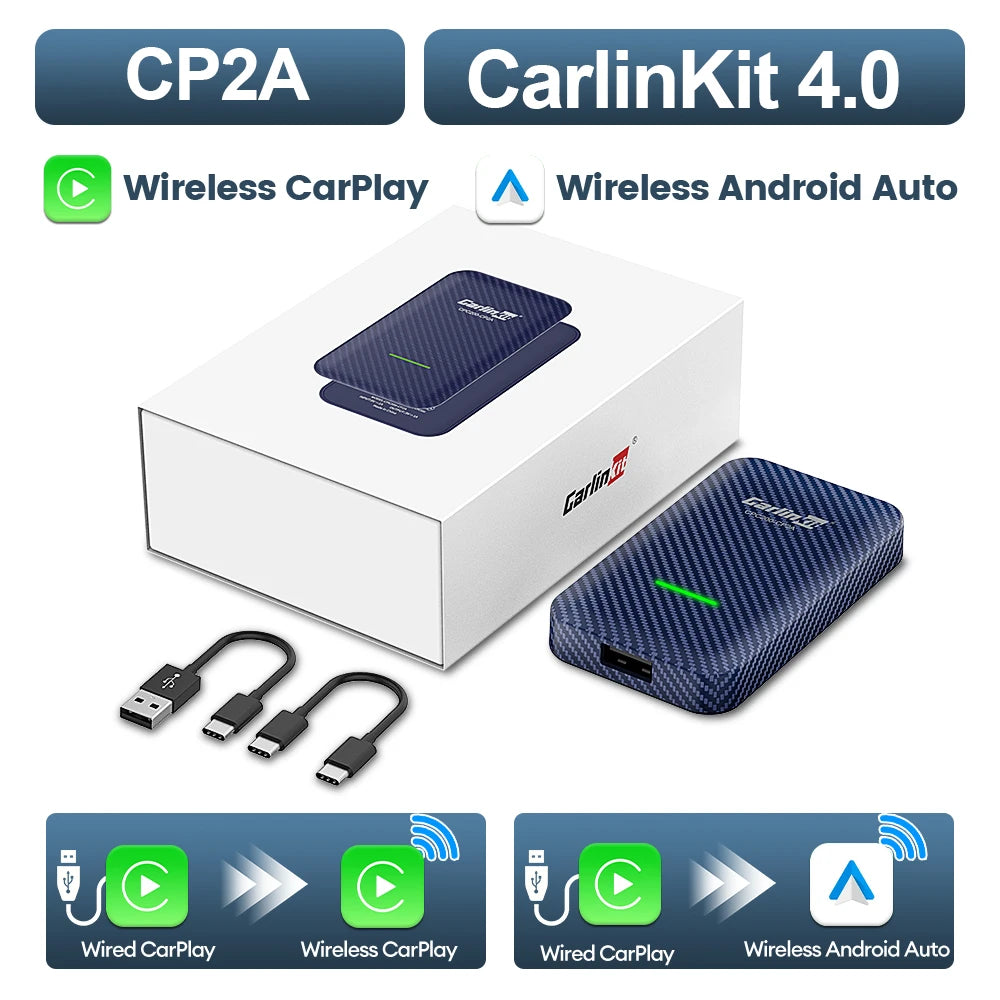 CarlinKit 5.0 Wired To Wireless Adapter Wireless Android Auto CarPlay Smart Car Box Bluetooth WiFI Auto Connect Online Upgrade