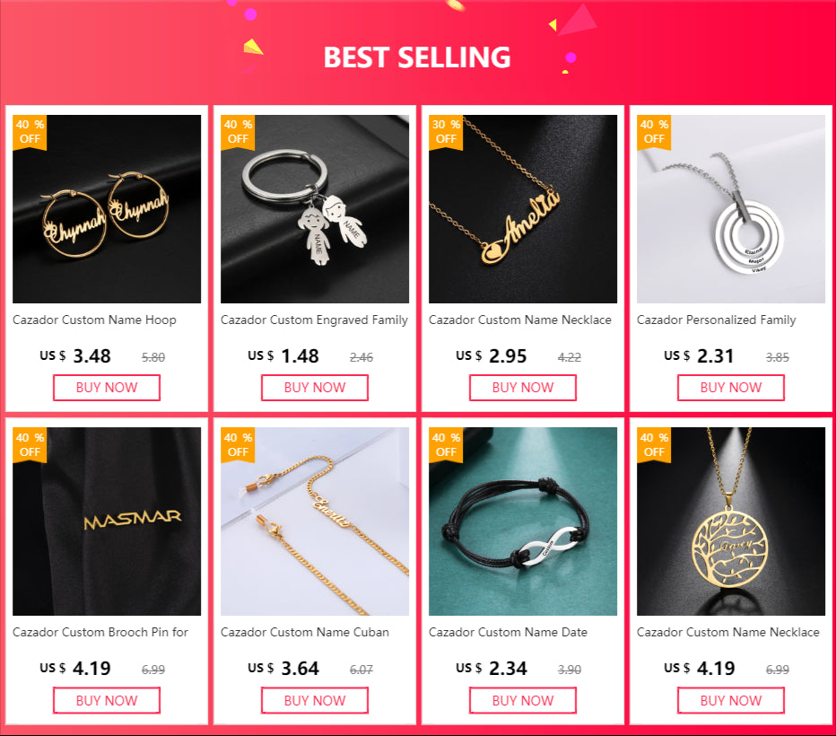 Cazador Personalized Multiple Names Necklace Custom 6 Nameplates Pendant Stainless Steel Family Members Jewelry Christmas Gift