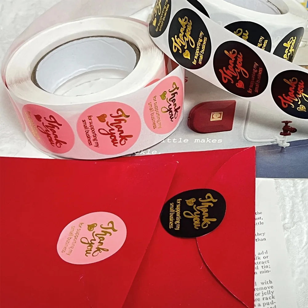 2.5cm 50/500pcs Thank You Round Sticker Scrapbook Letter Handmade Stickers Seal Labels Stickers Wedding Gift Flower Decoration