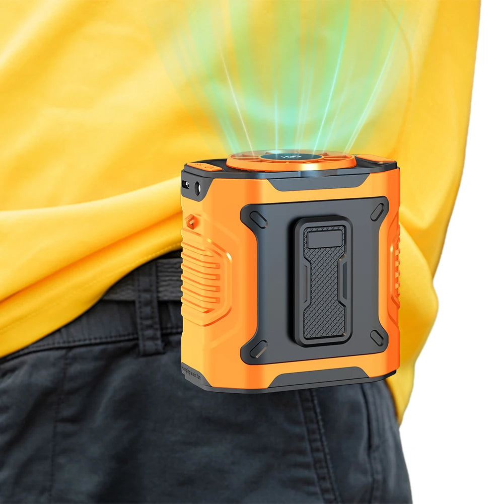 Portable Waist Fan 4000mAh Rechargeable Hanging Neck Fan Personal Wearable Belt Clip Fan with LED Flashlight for Outdoor Camping