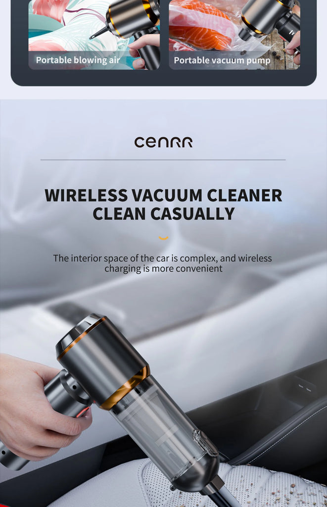CENRR 998000PA Mini Car Vacuum Cleaner Cordless Powerful Wireless Car Cleaner HandHeld Portable Vacuum Cleaner Cleaning Machine