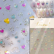Load image into Gallery viewer, Lovely Gold Silver Black White Line Bowknot 3D Self Adhesive Nail Art Decorations Stickers Ribbon Cute Manicure Decals Wholesale